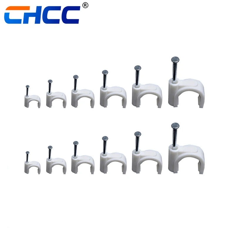 cable clips with steel nail   Plastic round Electric wire hook