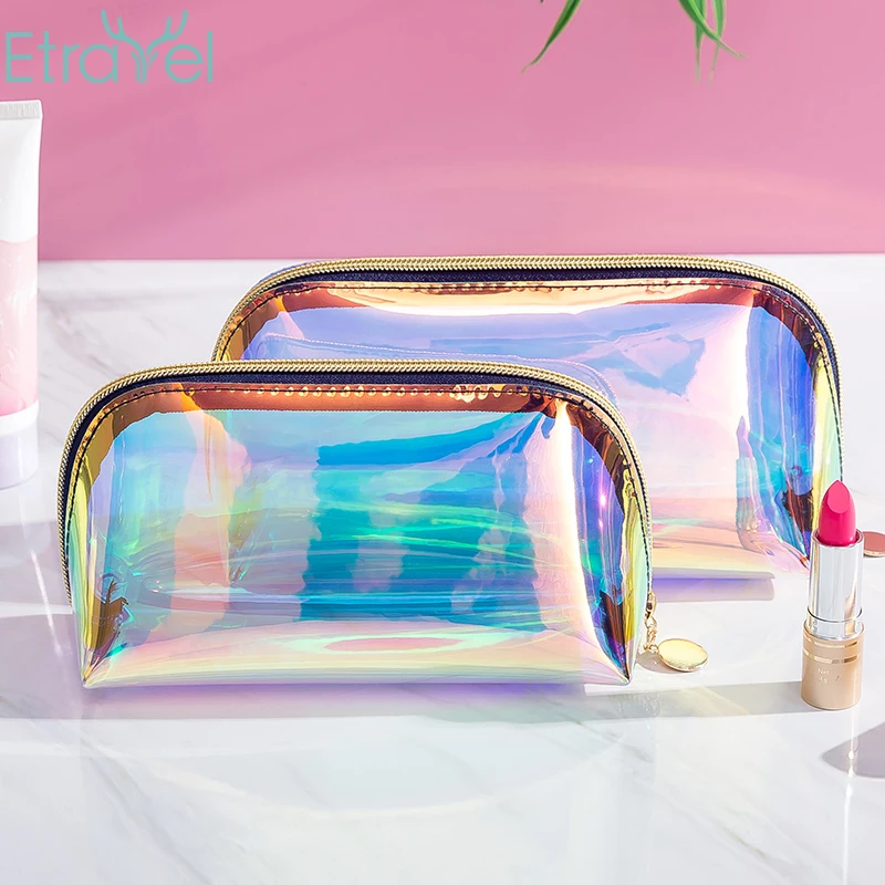 Fashion Lady Laser PVC Transparent Waterproof Toiletry Bag Portable Makeup Bag Cosmetic Pouch