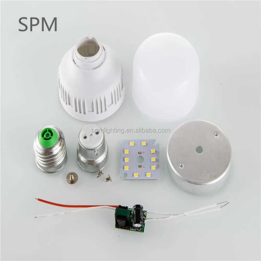 Сырье 18 Вт e27b22 пластиковый алюминиевый корпус светодиодная лампа детали