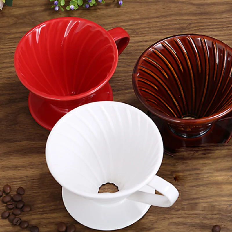 
Ceramic filter cup dripping coffee into coffee dripper reusable filter coffee dripper 