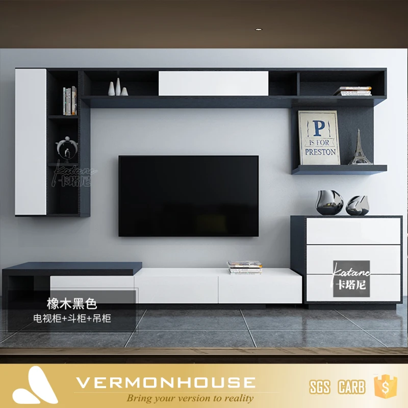 2021 Hangzhou Vermont Modern Design Hotel Lcd Wooden TV Cabinet Wall Units Table