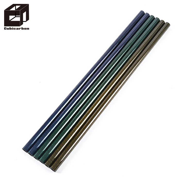 На заказ 2 мм 1k 3k саржевая Глянцевая трубка из углеродного волокна с цветным переплетением