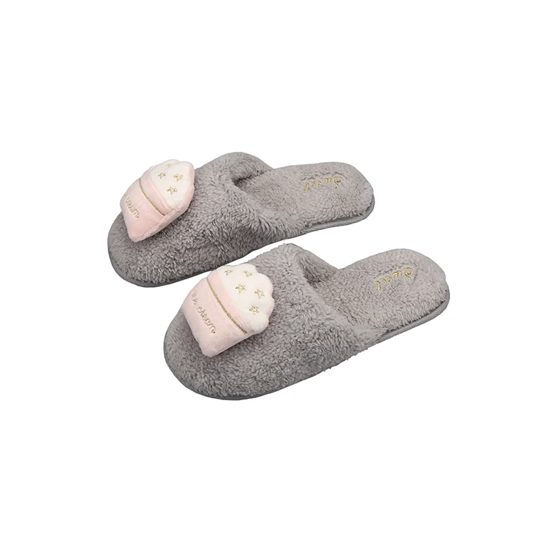 
Flat TPR sole home slippers womens closed toe winter indoor shoes 
