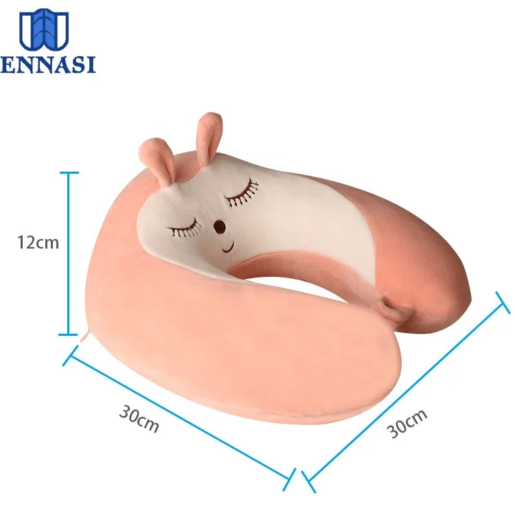 Customized Animal Shape Cartoon Style U-pillow U Shaped Supporting Nap Neck Pillow for Sleep Memory Foam Travel