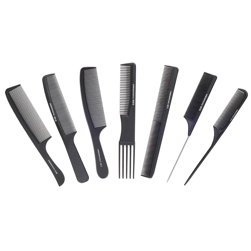 9Pcs Salon Hair Plastic Pro Styling Hairdressing Combs Barbers Black Brush Set