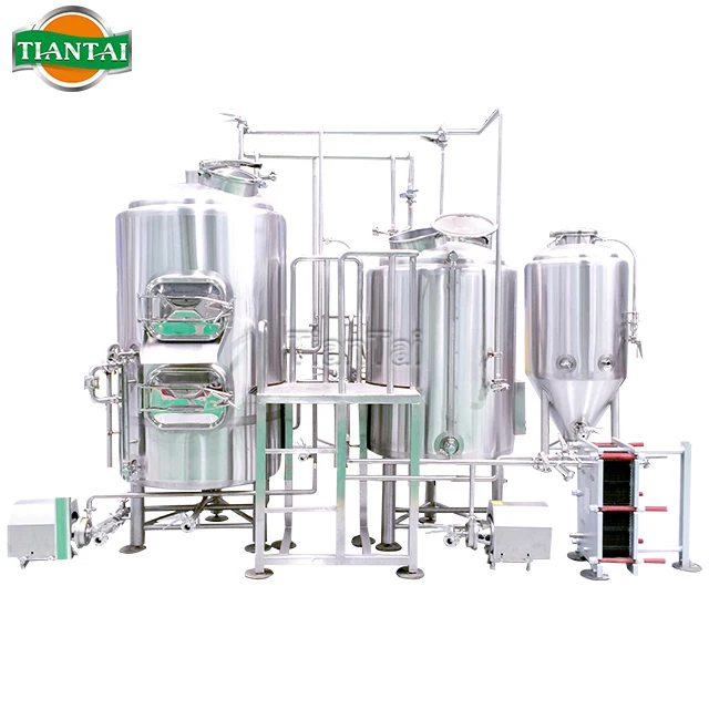 Tiantai 200L 2HL ss steam three vessel semiauto beer pilot plant