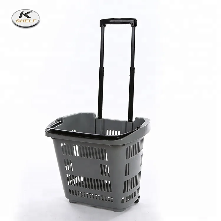 Rolling Shopping Basket with Telescopic Handle