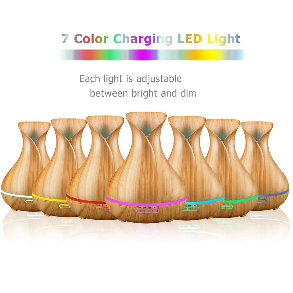 Vase Design Hot Selling 400ml Wood Grain Ultrasound Aromatherapy Essential Oil Diffuser