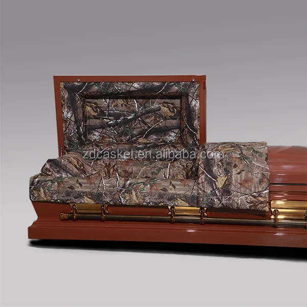 18ga metal casket brown casket urn square casket camouflage fabric