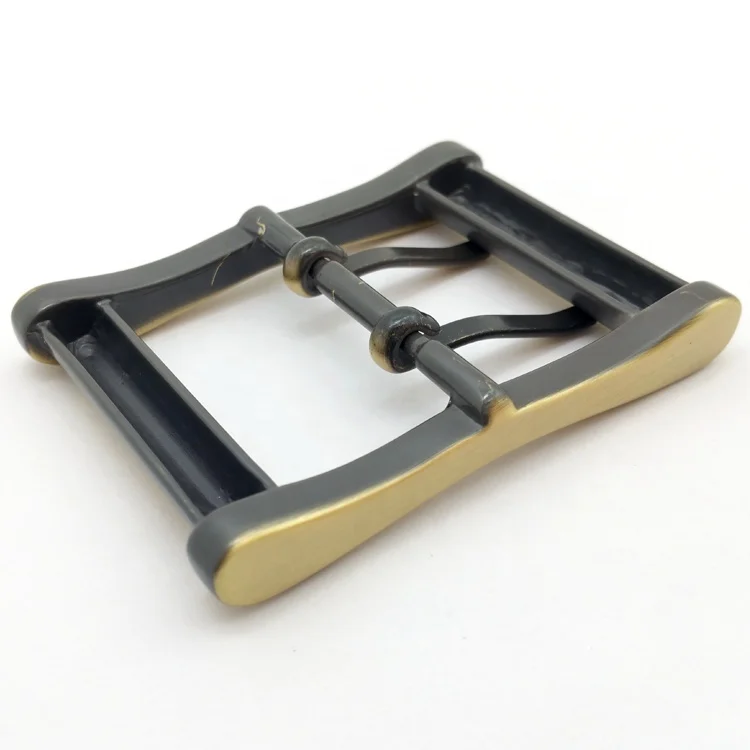 Wholesale Zinc Alloy 40mm Double Pin Center Bar Buckle Brush Antique Brass Finish