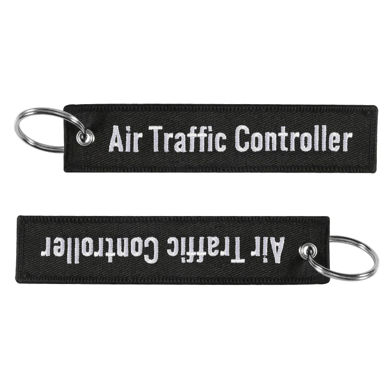 Remove Before Flight ATC Key Chain Jewelry Embroidery Blue Black Air Traffic Controller Key Ring Chain OEM