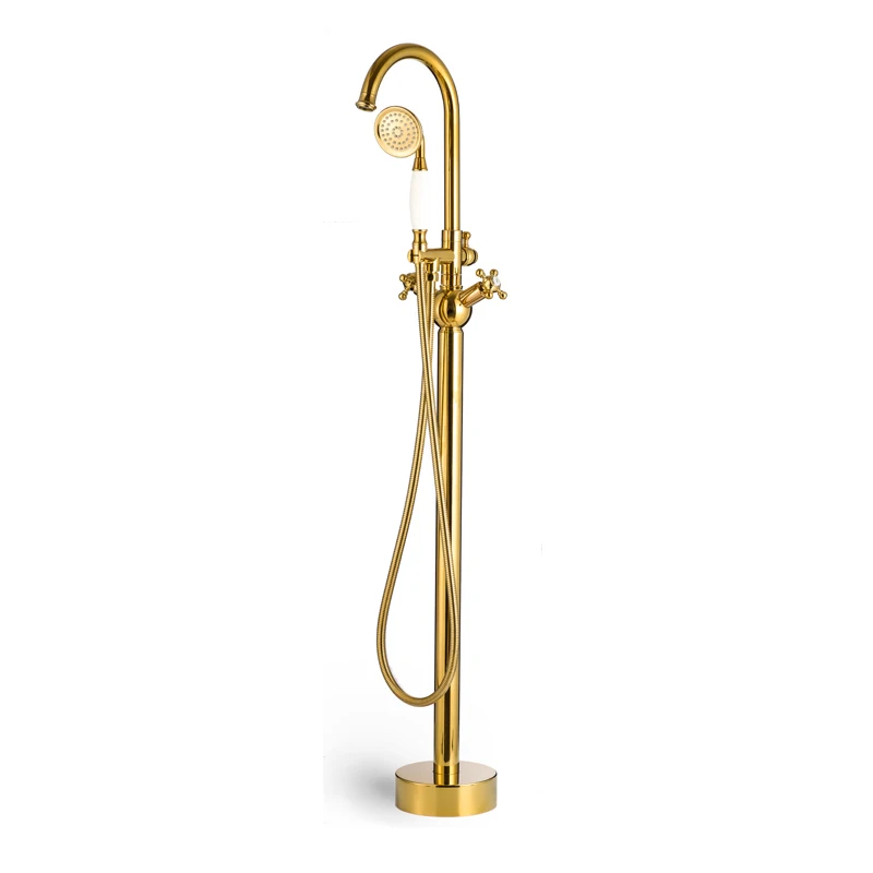 BS-23014G Best European Brass Gold floor mounted freestanding bathtub faucet