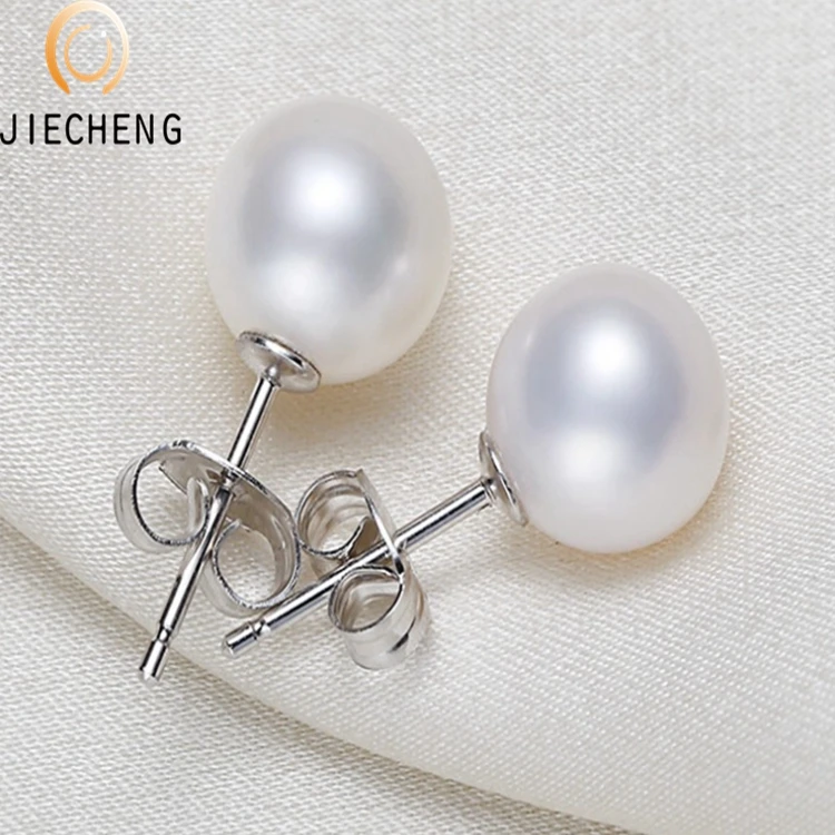 6-7mm aaa Natural freshwater 925 silver stud pearl wedding earrings