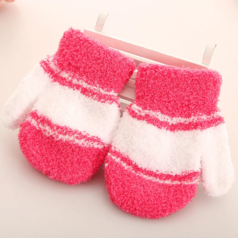 Перчатки для маленьких девочек с милыми мультяшными животными зимние теплые варежки