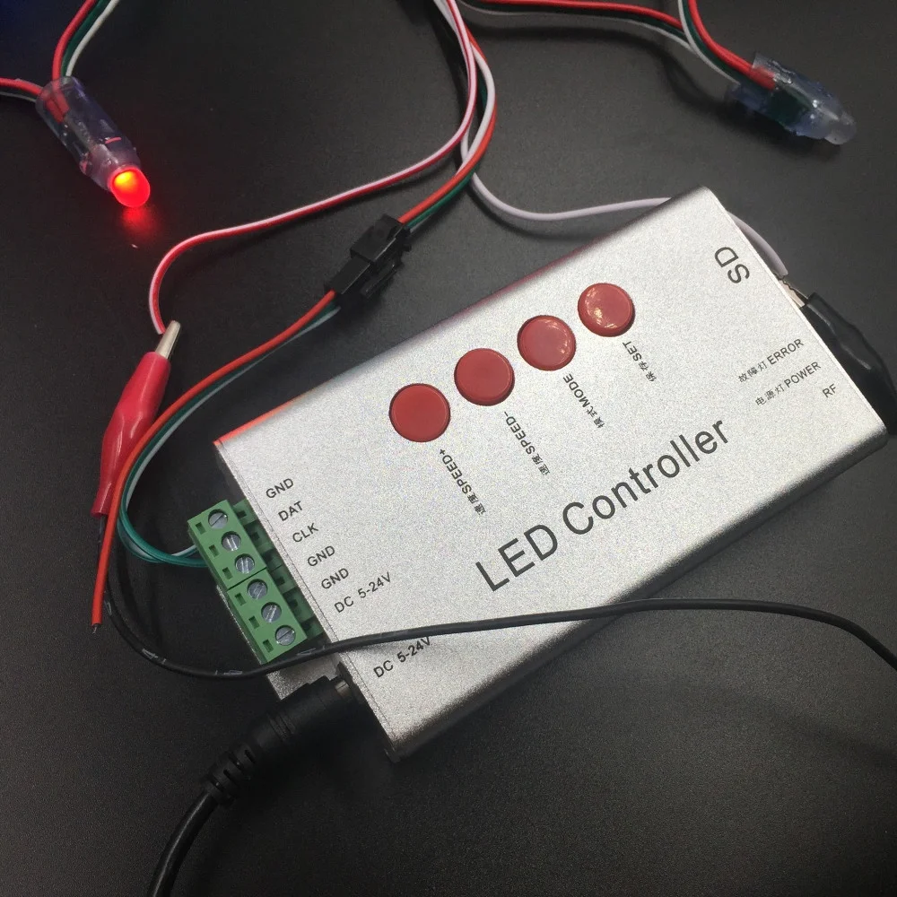 5-24V T1000B SD Card WS2812B LPD 6803 WS2811 WS2801 LED Pixel Controller