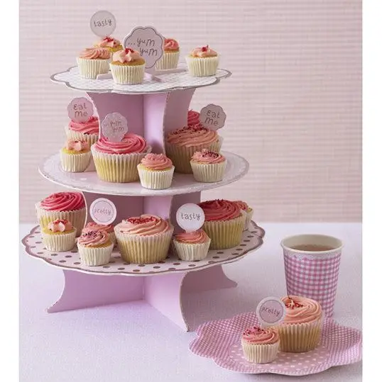 
20 years factory personalized artwork differ shape advertising cardboard paper cupcake stand 