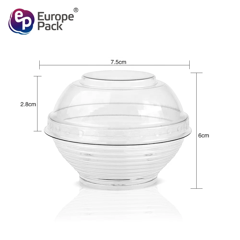 Eco-friendly food grade 90ml disposable plastic sugar bowl with lid
