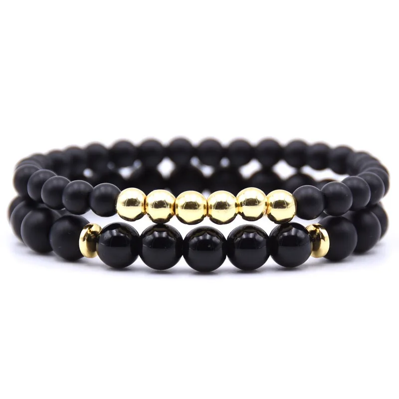 AFXSION High quality natural Stone Bracelet Alloy beads  Elasticity Rope Men Women Bracelet