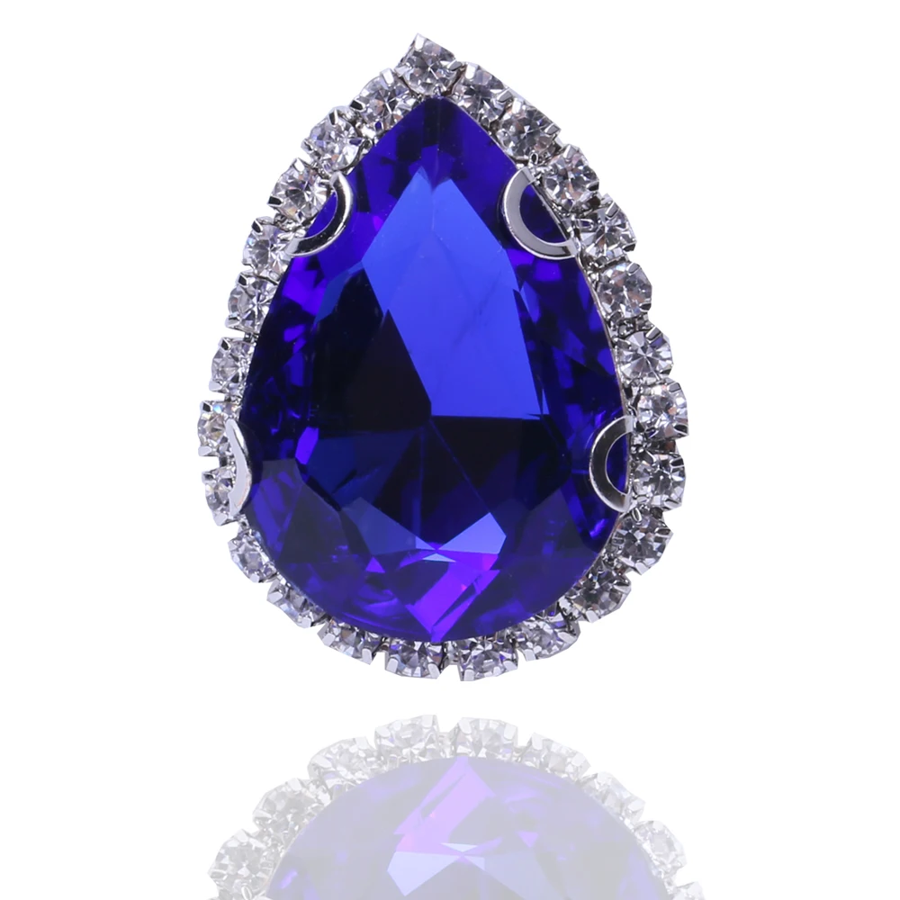 XULIN Silver claw rhinestone Teardrop Crystal stone with cup chain Sew On Stone garment decorations