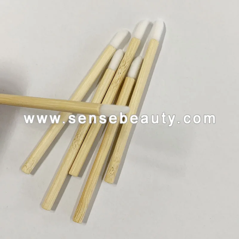 
Eco-friendly Wooden Bamboo Handle Disposable Lip Gloss Wand Eyelash Extension Lint-free Applicator 