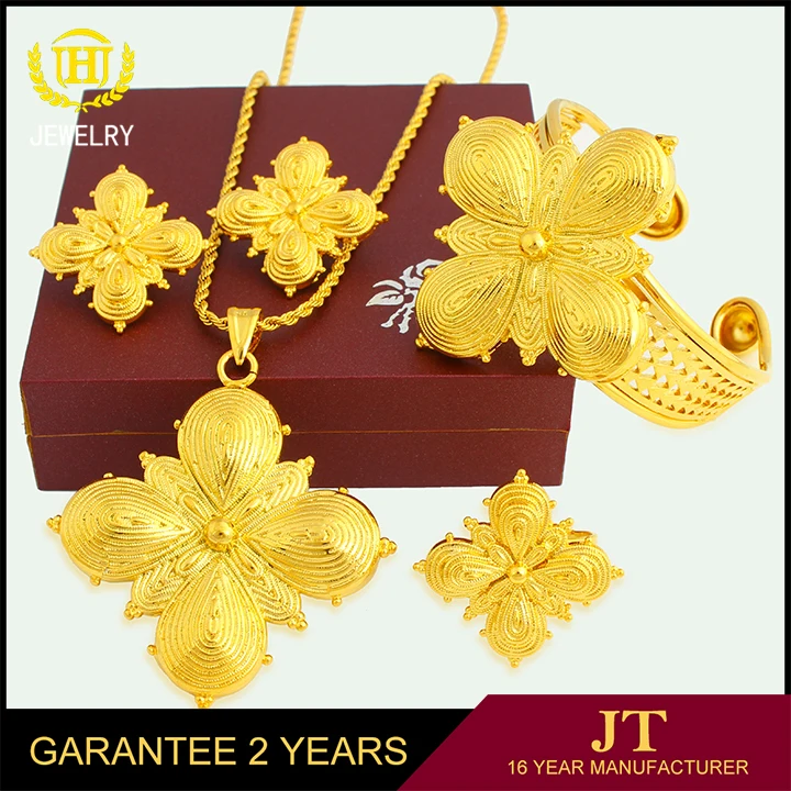 JH Popular Fashion Gold Plated Trendy Jewelry For Gift Wholesale 18K Gold Color Jewelry Set