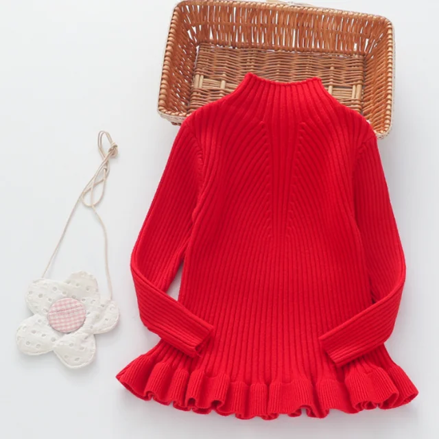 2022 Autumn Winter Kids turtleneck Stretch sweater for girls