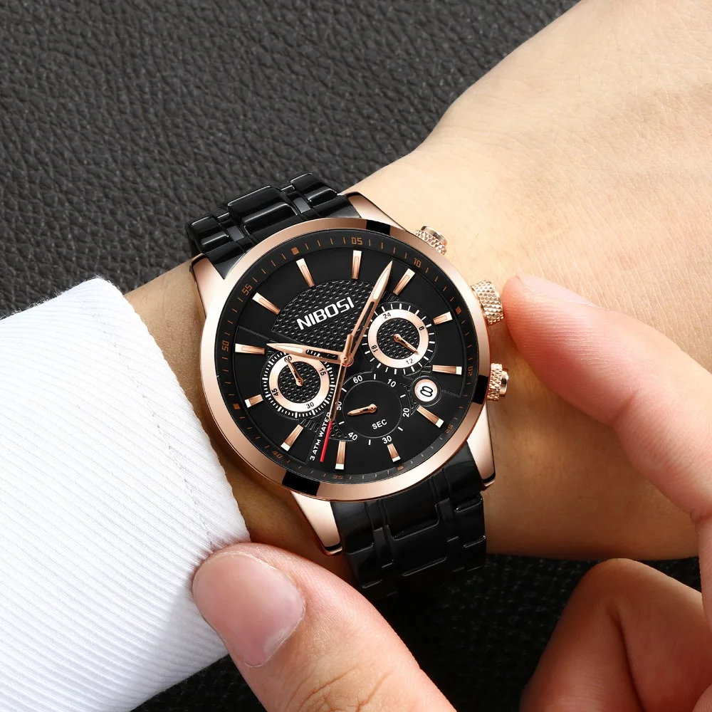 wholesale NIBOSI 2313 Cheap Price China Wholesale Chronograph Luminous Hands Men Quartz Watch Stainless Steel Watchband