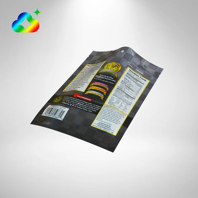 Customized Logo Food Packaging Pouch Small Clear Window Zipper Plastic Ziplock Bags For Pork Beef Jerky