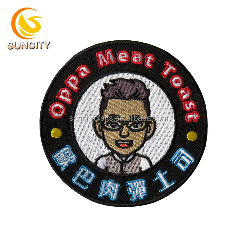 Hotsale Custom Logo Patch Bulldogs-gym no fight no glory Design Black round badge Embroidery Patch With Iron on For Uniform