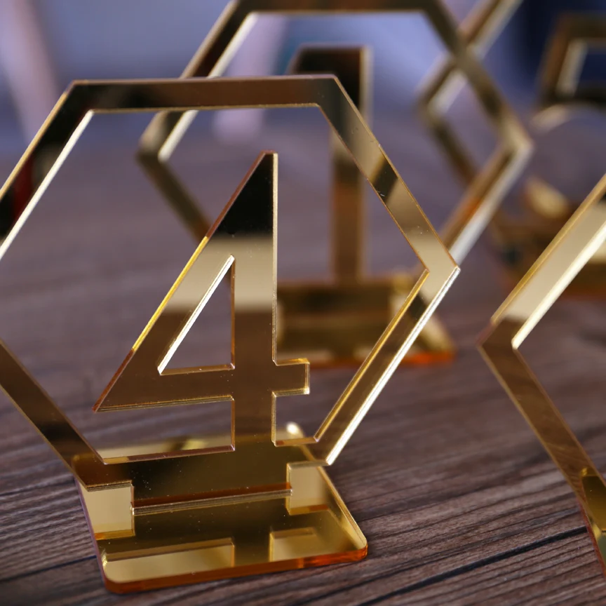 Geometric Acrylic Table Numbers Hexagon Wedding Reception numbers