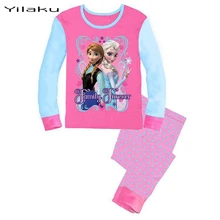 2015 Brand Character Elsa Pajamas Set Baby Girls Cute Cotton Sleepwear Pajamas Set Children Kids Pijama Infantil kids Clothing