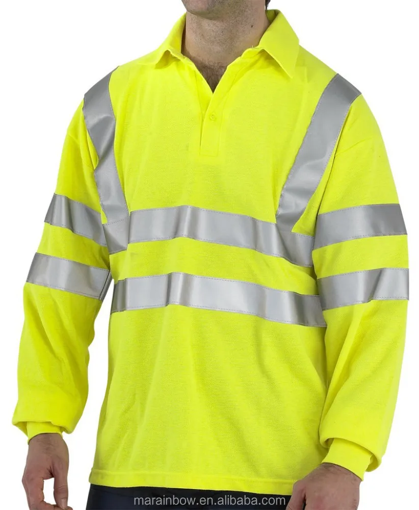 HiVis Cool Breathable Polo Shirt with Cross Back Workwear  Safty Reflective Shirt / Long Sleeve POLO T Shirts
