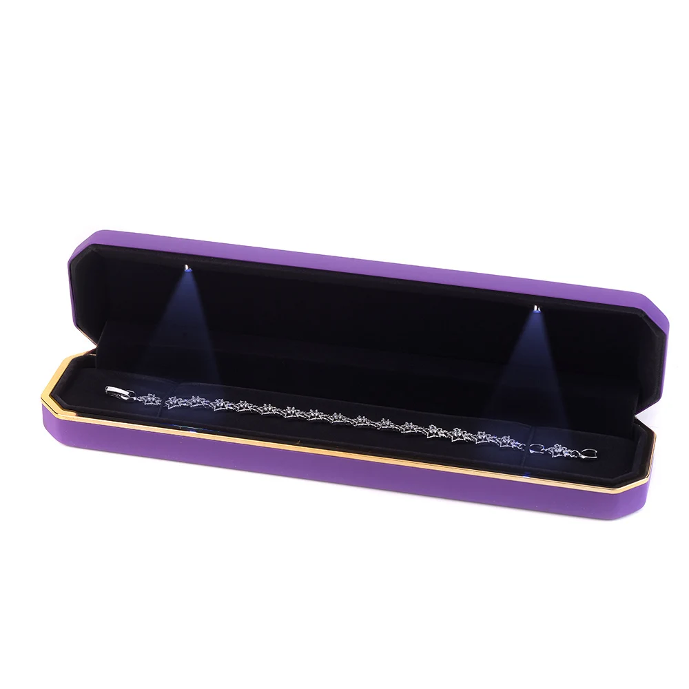 
Made In China Wholesale Manufactures PU Leather Bronze Color Ring Metal With Logo Printed Led Gift Packaging Custom Jewelry Box 