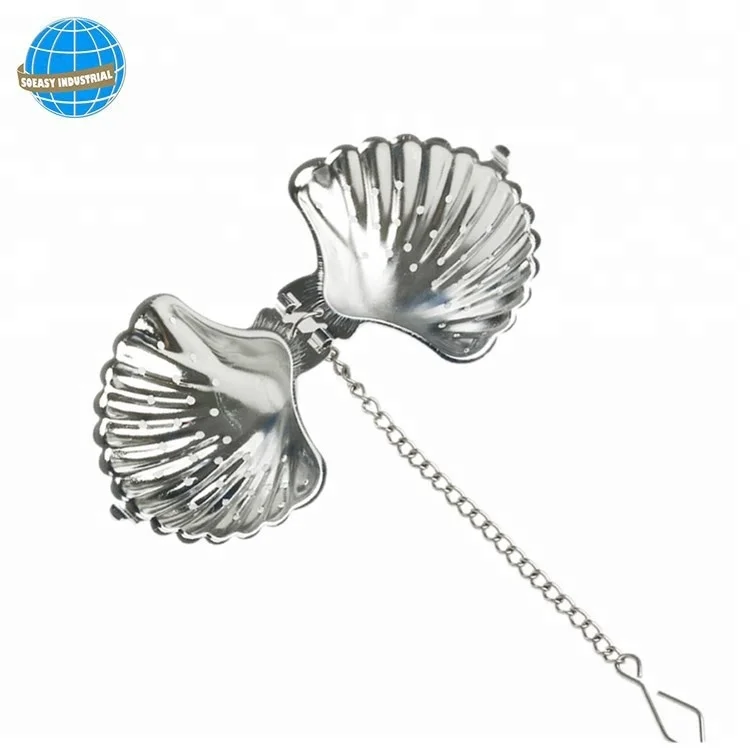 
Easy Use Seashell Shape Stainless Steel Loose Leaf Tea Infuser With Chain 