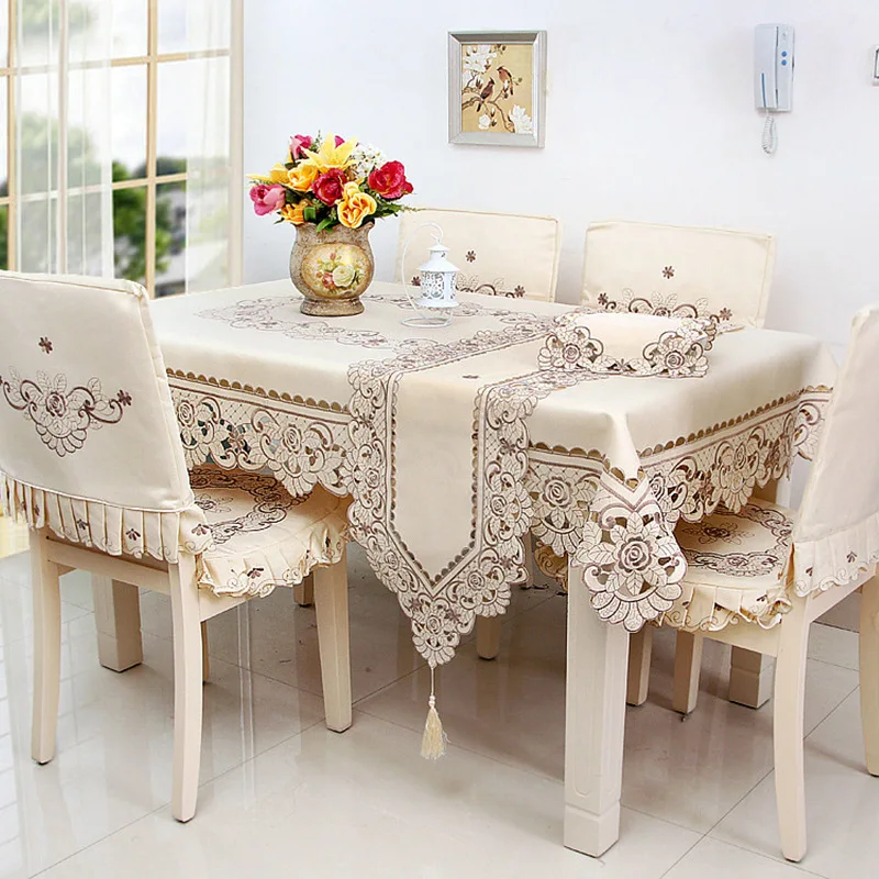 
Cheap Cover Hand European Design Restaurant Wedding Office Polyester Round Square 3D Embroidery Table Cloth / Tablecloth 