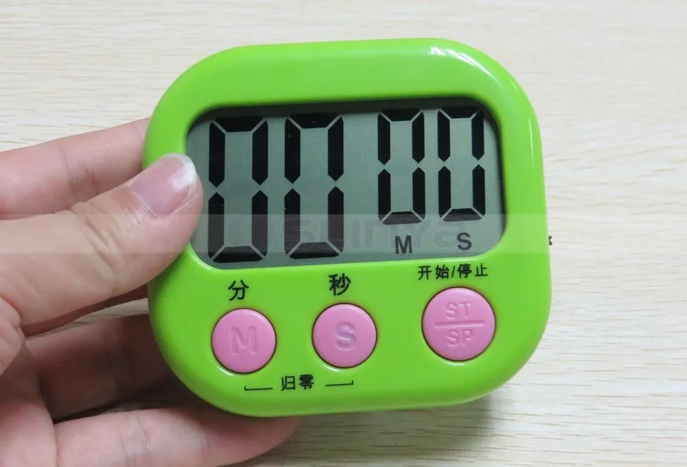 Mini Cooking Timer with Big LCD Screen AAA Battery Countdown 4 Color Digital Kitchen Timer
