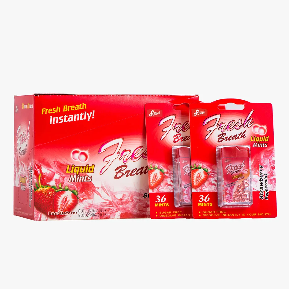 Fresh breath liquid mints center filled mint candy