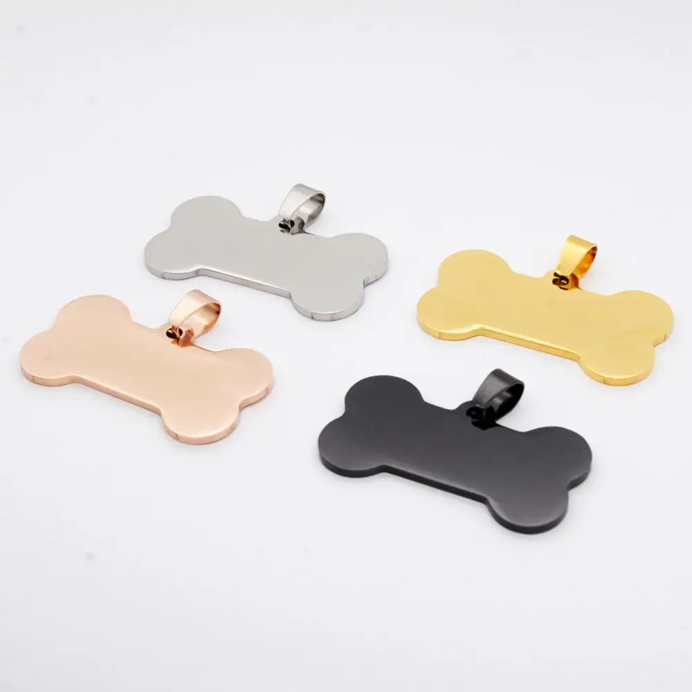 
china manufacturer bulk custom metal engraver blank bone shape silicon id chain necklace dog tag 