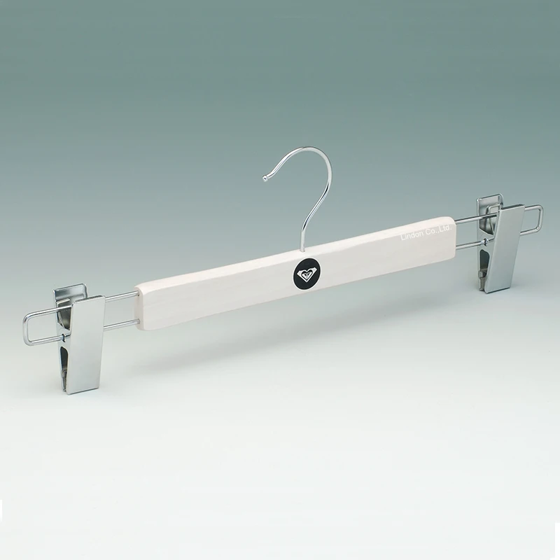 LINDON Fashion Shop Customized Logo White Wooden Boutique Suit Hangers for Clothing Store