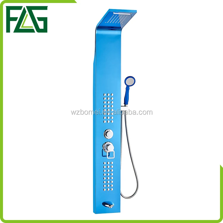 Nature Thermostatic Faucets Blue Bathroom Hot Water Heater Stainless Steel Modern Shower Panel