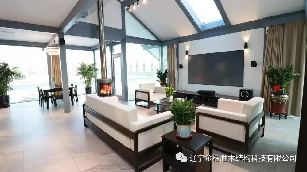 Prefabricated wooden house villa with big window
