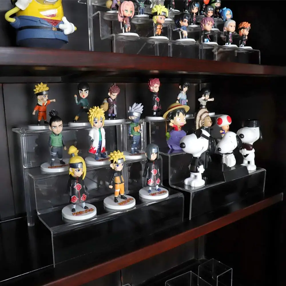 Acrylic Riser Stand Shelf for Amiibo Funko Pop Figure Display, 3 Steps Acrylic Display for Decoration and Organizer