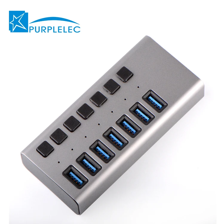 12V 3A Multiport USB Splitter Factory Price 7 Port USB 3.0 Hub with Individual Power Switches for Mac