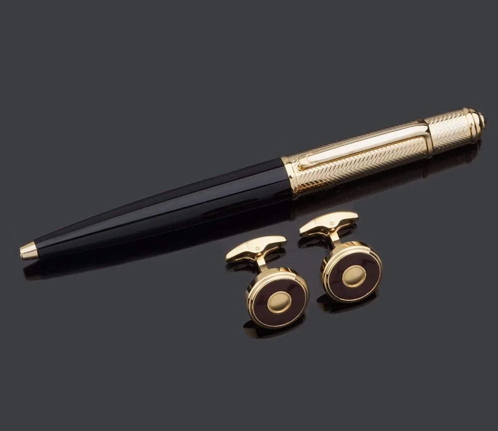 Copper ball point pen and cufflinks gift set