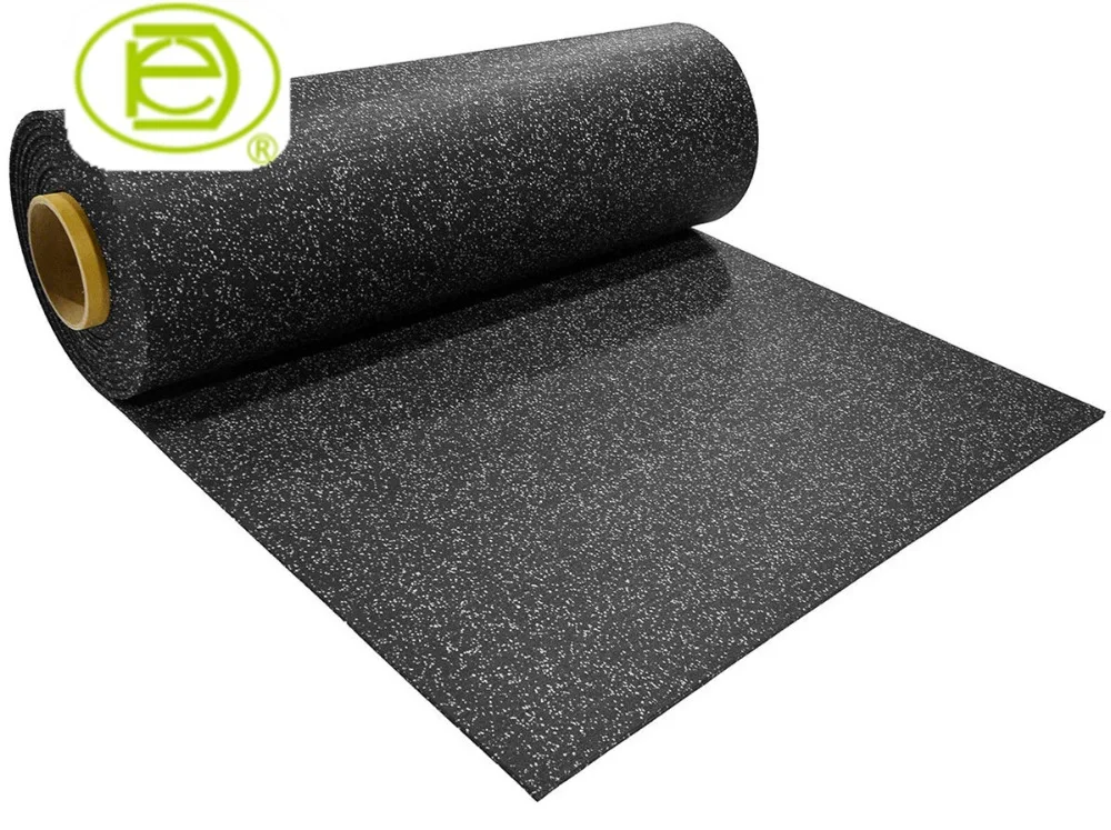 Black with blue spots rubber flooring roll with SBR and EPDM material