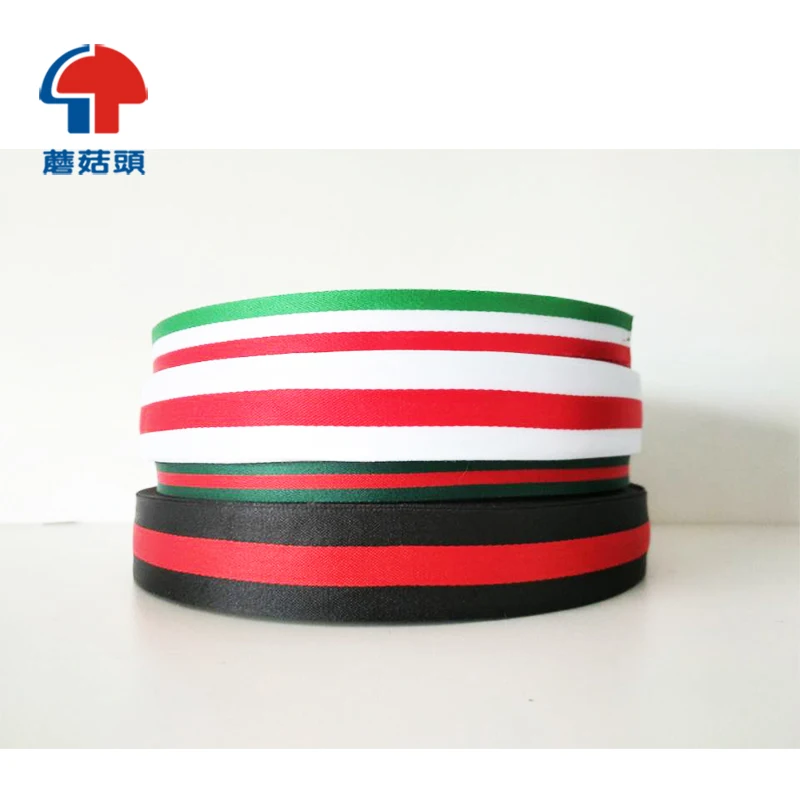 Hot sale black red white fabric nylon webbing polyester stripe ribbon