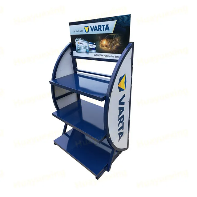 Китай новинка трехслойная автомобильная подставка для аккумулятора портативная синяя и белая стойка демонстрации автомобильных аккумуляторов большой емкости