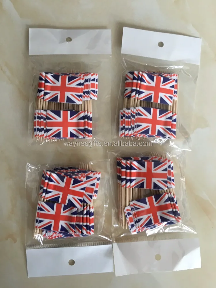 Wholesale Eco-Friendly Custom Printed Small Bamboo Toothpicks Disposable Paper Flag for Cocktail Food Picks
