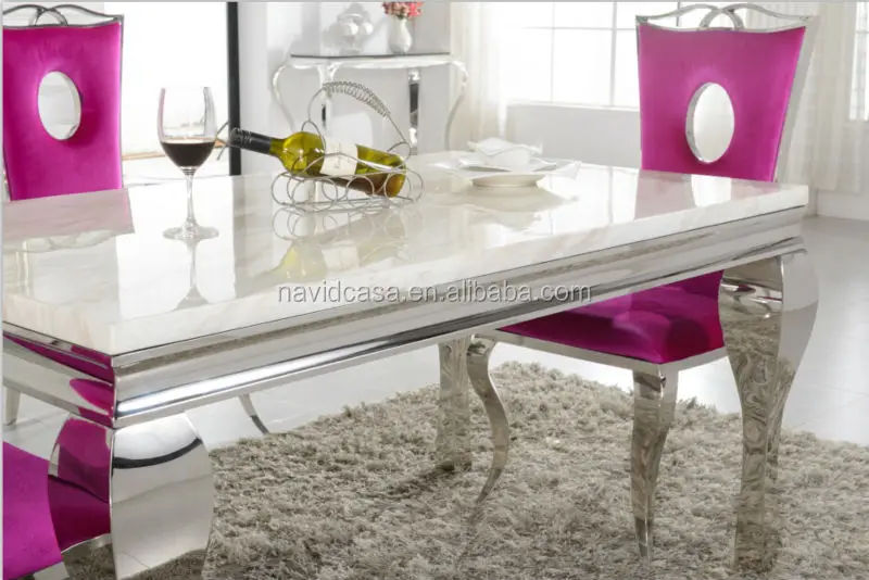 
A8028 Wholesale white marble 8 seater dining table and chair 