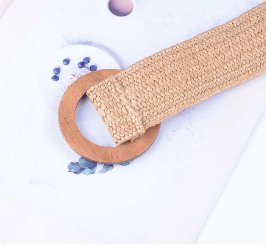  Straw Weave Rusti Belt With Wooden